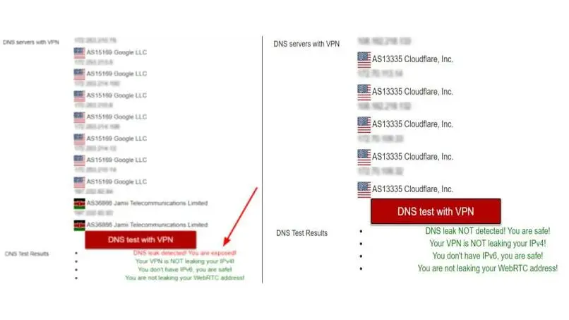من نشت DNS را فقط در حالت VPN Psiphonدیدم اما در حالت پروکسی شناسایی نکردم