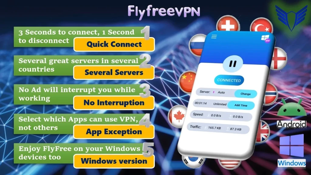 ساخت حساب در فلای فری وی پی ان FlyFreeVPN بدون ایمیل