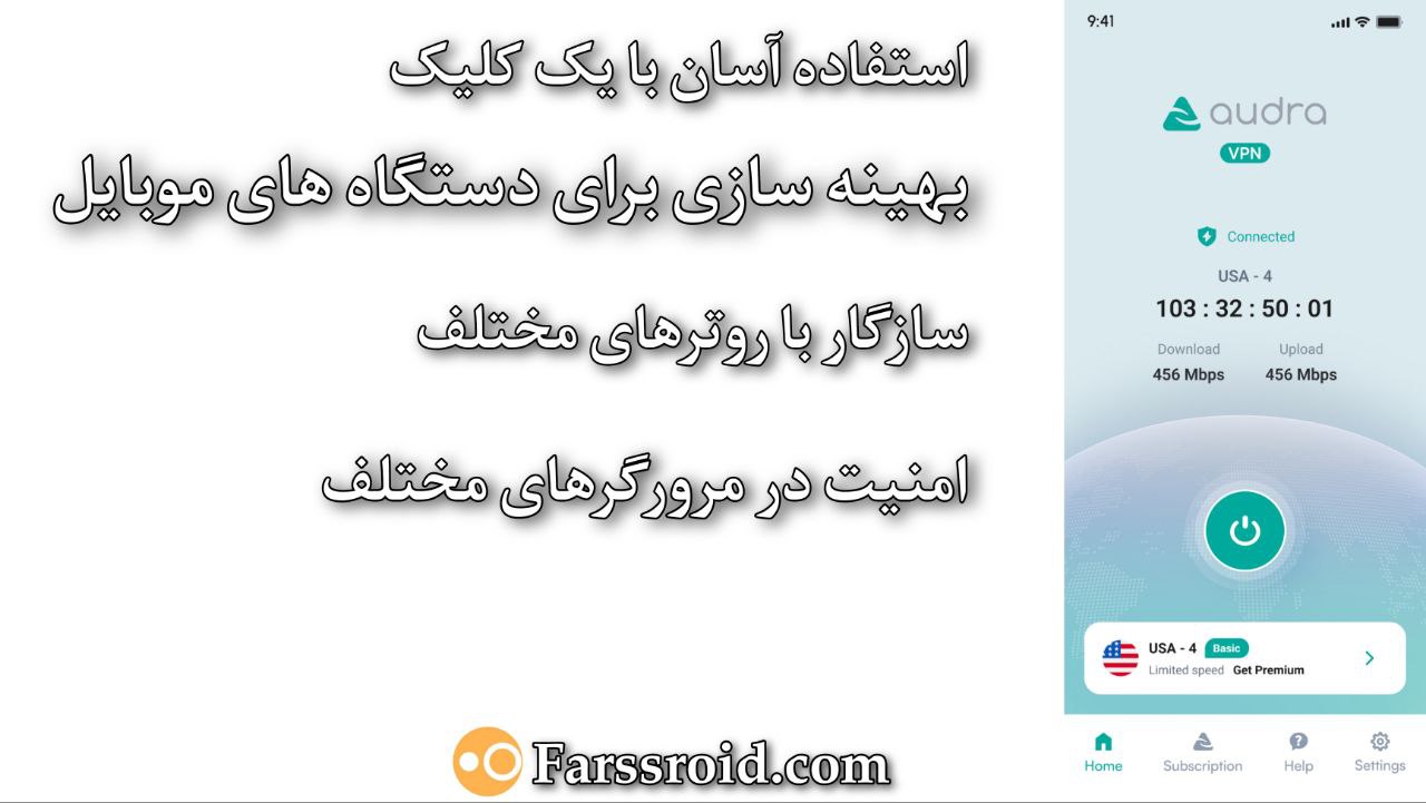 نرم افزار کاربردی اودرا وی پی ان Audra VPN برای تلگرام